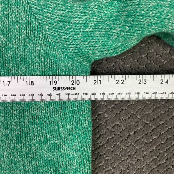 LL Bean Cardigan Sweater Women's Large Green Marled Ragg Cotton 245208 - Picture 8 of 10